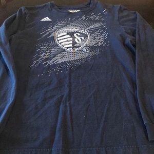 Women’s Adidas/Sporting KC Navy Med Soccer T Shirt